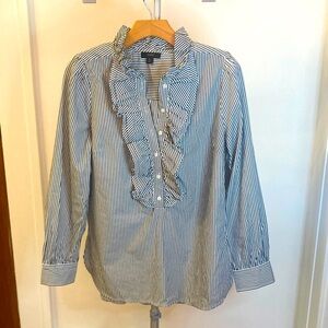 J. Crew Navy and White Striped Blouse